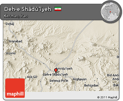 Shaded Relief 3D Map of Deh-e Shādū'īyeh