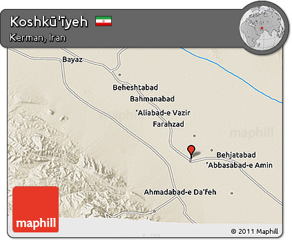 Shaded Relief 3D Map of Koshkū'īyeh