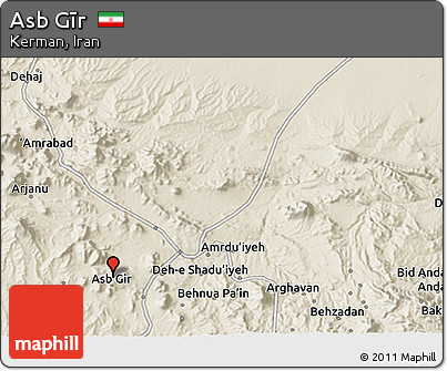 Shaded Relief 3D Map of Asb Gīr