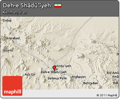 Shaded Relief 3D Map of Deh-e Shādū'īyeh