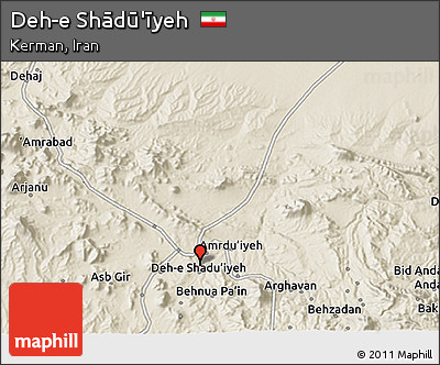 Shaded Relief 3D Map of Deh-e Shādū'īyeh