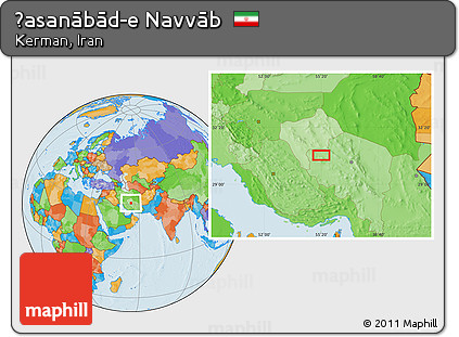 Political Location Map of Ḩasanābād-e Navvāb