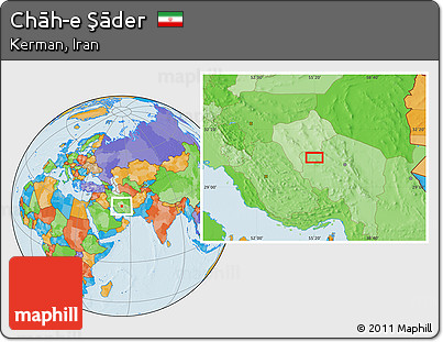 Political Location Map of Chāh-e Şāder