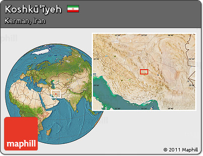 Satellite Location Map of Koshkū'īyeh