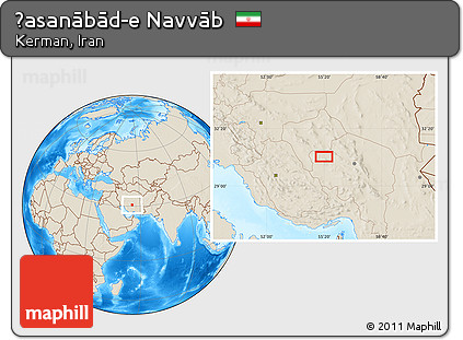 Shaded Relief Location Map of Ḩasanābād-e Navvāb