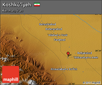 Physical Map of Koshkū'īyeh