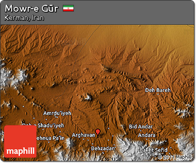 Physical Map of Mowr-e Gūr