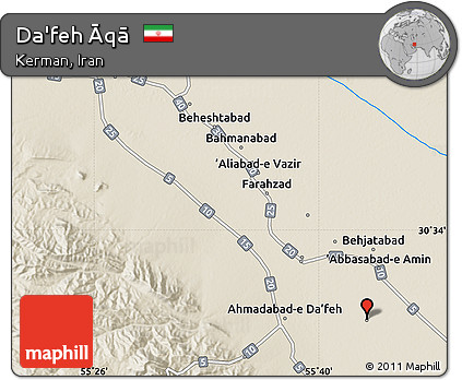Shaded Relief Map of Da'feh Āqā