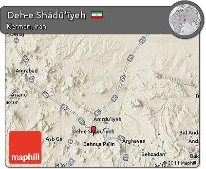 Shaded Relief Map of Deh-e Shādū'īyeh