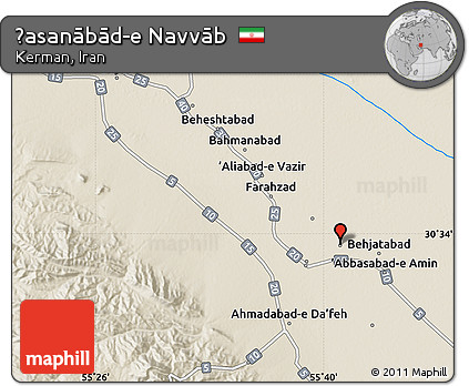 Shaded Relief Map of Ḩasanābād-e Navvāb