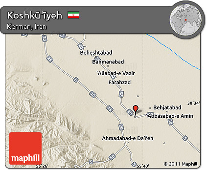Shaded Relief Map of Koshkū'īyeh