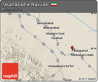Shaded Relief Map of Ḩasanābād-e Navvāb
