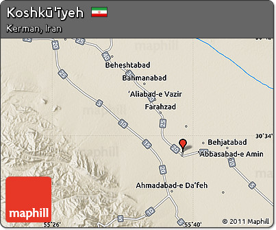 Shaded Relief Map of Koshkū'īyeh