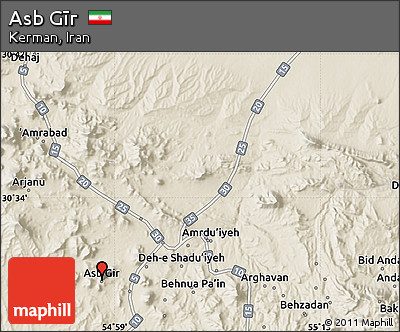 Shaded Relief Map of Asb Gīr