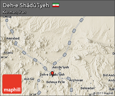 Shaded Relief Map of Deh-e Shādū'īyeh