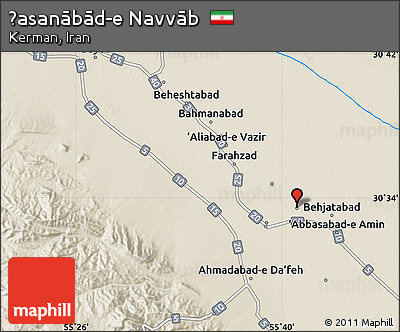 Shaded Relief Map of Ḩasanābād-e Navvāb