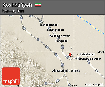 Shaded Relief Map of Koshkū'īyeh