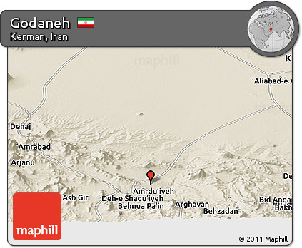 Shaded Relief Panoramic Map of Godaneh