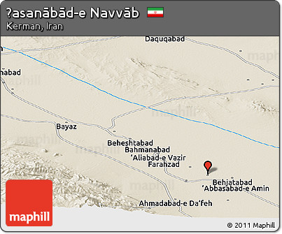 Shaded Relief Panoramic Map of Ḩasanābād-e Navvāb