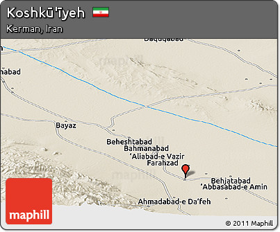 Shaded Relief Panoramic Map of Koshkū'īyeh