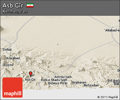 Shaded Relief Panoramic Map of Asb Gīr