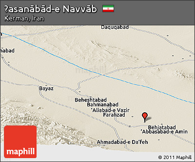 Shaded Relief Panoramic Map of Ḩasanābād-e Navvāb