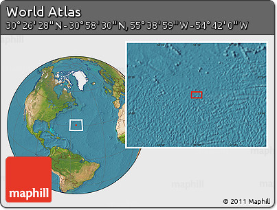 Satellite Location Map of the Area around 30° 42' 29" N, 55° 10' 29" W