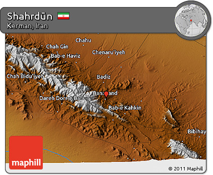 Physical 3D Map of Shahrdūn