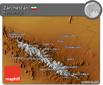 Physical 3D Map of Zārchestān