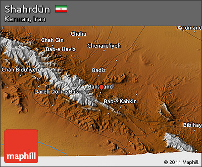 Physical 3D Map of Shahrdūn