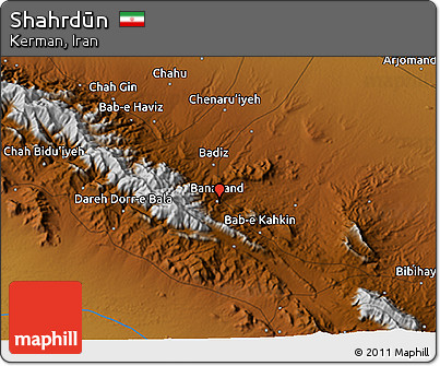 Physical 3D Map of Shahrdūn