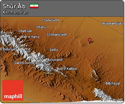 Physical 3D Map of Shūr Āb