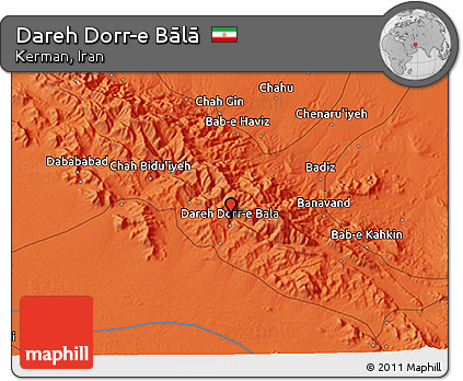 Political 3D Map of Dareh Dorr-e Bālā