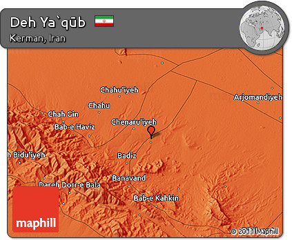 Political 3D Map of Deh Ya`qūb