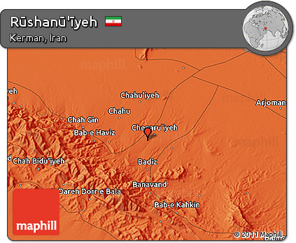 Political 3D Map of Rūshanū'īyeh