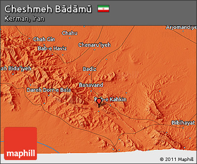 Political 3D Map of Cheshmeh Bādāmū