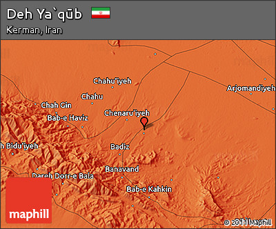 Political 3D Map of Deh Ya`qūb