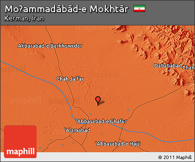 Political 3D Map of Moḩammadābād-e Mokhtār