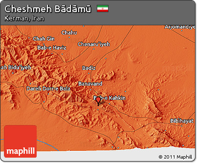 Political 3D Map of Cheshmeh Bādāmū
