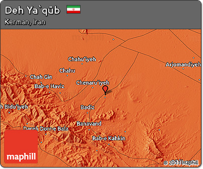 Political 3D Map of Deh Ya`qūb