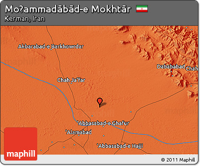 Political 3D Map of Moḩammadābād-e Mokhtār