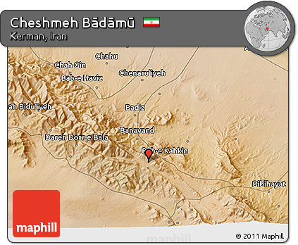 Satellite 3D Map of Cheshmeh Bādāmū