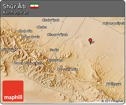 Satellite 3D Map of Shūr Āb