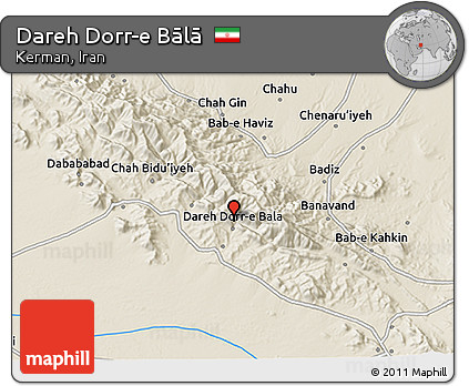 Shaded Relief 3D Map of Dareh Dorr-e Bālā