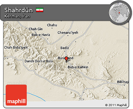 Shaded Relief 3D Map of Shahrdūn