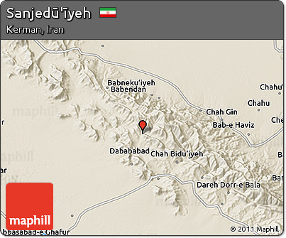 Shaded Relief 3D Map of Sanjedū'īyeh