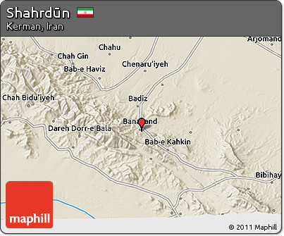 Shaded Relief 3D Map of Shahrdūn
