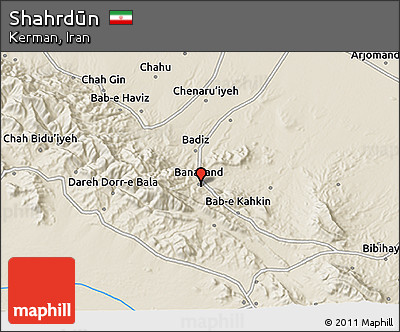 Shaded Relief 3D Map of Shahrdūn