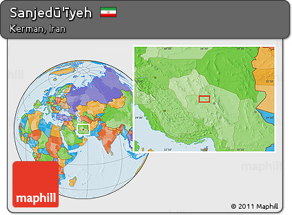 Political Location Map of Sanjedū'īyeh