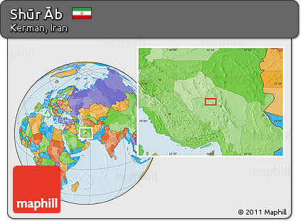 Political Location Map of Shūr Āb